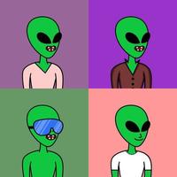 Vector illustration of premium alien character with attributes