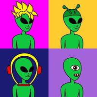 ilustración vectorial de carácter alienígena premium con atributos vector