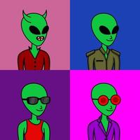 Vector illustration of premium alien character with attributes