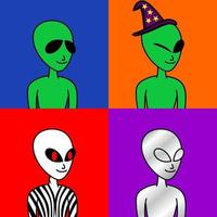 Vector illustration of premium alien character with attributes