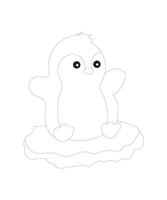 Cute baby penguin kids coloring page vector