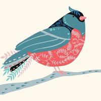 Vector illustration of fantastic colorful unusual bird in a vivid design. Tropical fauna style