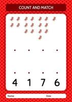 Count and match game with beach bench. worksheet for preschool kids, kids activity sheet vector