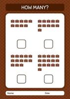 How many counting game with suitcase. worksheet for preschool kids, kids activity sheet vector