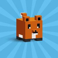 3D illustration of fox animal using isometric style. Abstract animal illustration with burst element vector