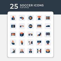 Editable vector pack of soccer flat icons. Premium quality symbols. Collection of vector icons for concept, web graphics and mobile app with flat style. Simple flat signs.