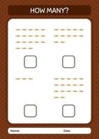 How many counting game with straw hat. worksheet for preschool kids, kids activity sheet vector