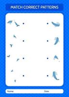 Match pattern game with dolphin. worksheet for preschool kids, kids activity sheet vector