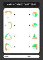 Match pattern game with sailing boat. worksheet for preschool kids, kids activity sheet vector