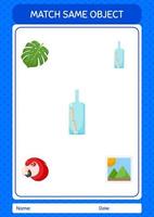 Match with same object game summer icon. worksheet for preschool kids, kids activity sheet vector