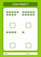 How many counting game with map. worksheet for preschool kids, kids activity sheet vector