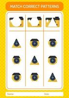 Match pattern game with camera. worksheet for preschool kids, kids activity sheet vector