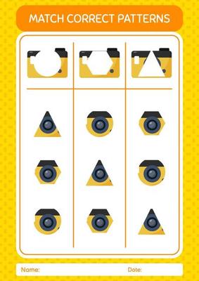 Match pattern game with camera. worksheet for preschool kids, kids activity sheet