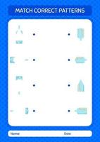 Match pattern game with message bottle. worksheet for preschool kids, kids activity sheet vector