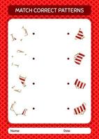 Match pattern game with beach bench. worksheet for preschool kids, kids activity sheet vector