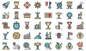 Goal achievement icons set vector flat