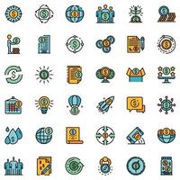 Crowdfunding platform icons set vector flat