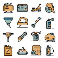 Gasoline tools icons set vector flat