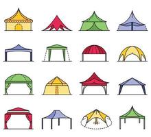 Canopy icon set line color vector