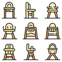 Feeding chair icons set vector flat