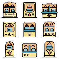 Bottle sterilizer icons set vector flat