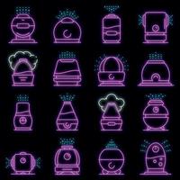 Humidifier icons set vector neon