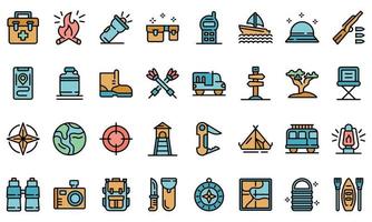 Safari equipment icons set vector flat