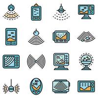 Echo sounder icons set vector flat