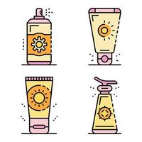 Sunscreen icon set line color vector