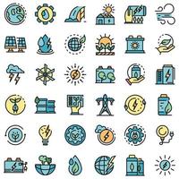 Clean energy icons set vector flat