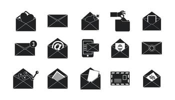 Mail icon set, simple style vector