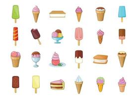 Ice cream icon set, cartoon style vector