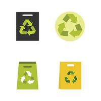 Recycle material icon set, flat style vector