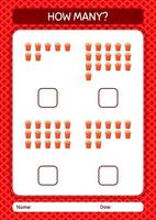 How many counting game with sand bucket. worksheet for preschool kids, kids activity sheet vector