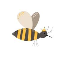 linda abeja al estilo escandinavo. ilustración vectorial de dibujo a mano. vector