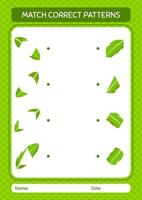 Match pattern game with banana leaf. worksheet for preschool kids, kids activity sheet vector