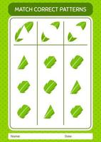 Match pattern game with banana leaf. worksheet for preschool kids, kids activity sheet vector