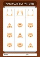 Match pattern game with sand palace. worksheet for preschool kids, kids activity sheet vector