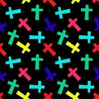 pattern with colorful crosses on a balck background. vector