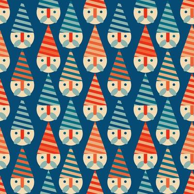 Christmas New Year seamless pattern with Santa Claus heads .