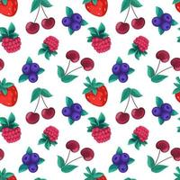seamless pattern of assorted berries vector