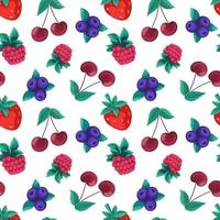 seamless pattern of assorted berries vector