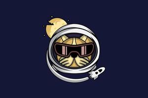 Cat Astronaut Logo. Vector illustration