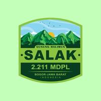 logotipo de la montaña. la montaña que se origina en java occidental de indonesia se llama monte salak. con una altura de 2.221 metros.