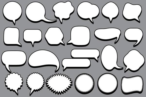 Set of comic text bubbles. Vector illustration