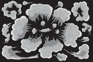 Set of stylized white clouds. Vector illustration collection of smoke.