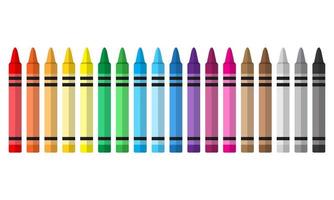 Collection of colorful crayons. Modern vector illustration