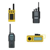 Portable radio icon set, flat style vector