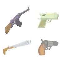 Weapons icon set, cartoon style vector