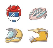 conjunto de iconos de casco deportivo, estilo de dibujos animados